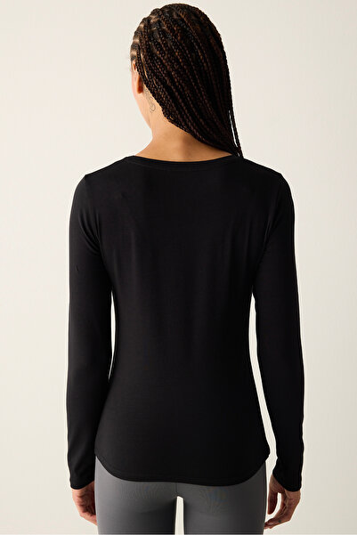 Penti Bavlněný černý základní top s dlouhým rukávem