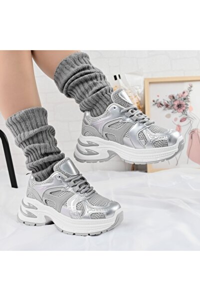 Tmall Pantofi sport pentru femei, cu inserții de plasă, D1387, gri