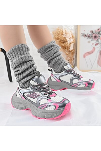 Tmall Pantofi sport pentru femei, cu inserții de plasă, D1391, fuchsia