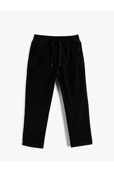 Koton Кадифени панталони, завързване на талията, джоб, памук