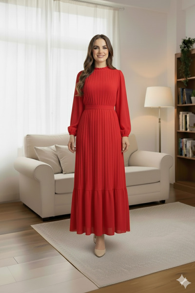 STYLE NİŞANTAŞI Chiffon Pleated Dress