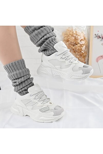 Tmall Pantofi sport pentru femei, cu inserții de plasă, D1394, albi