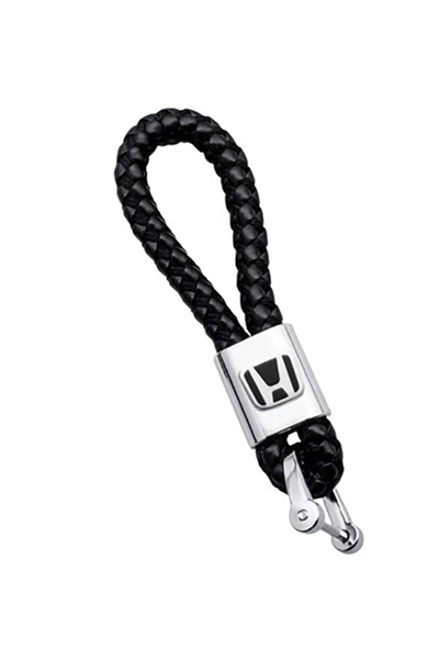 Honda Metal keychain with braided leather and logo