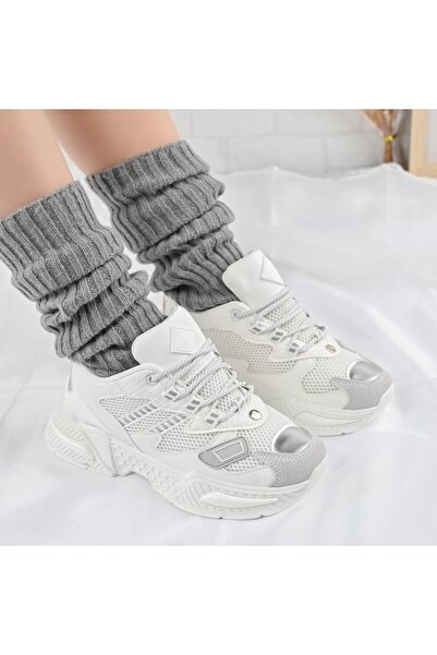 Tmall Pantofi sport pentru femei, cu inserții de plasă, D1394, albi