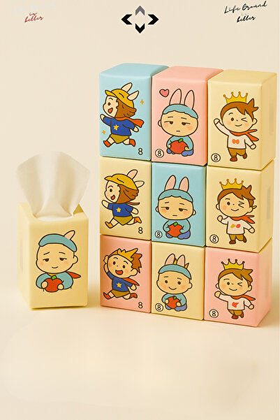 LİGROUND Child Sevimli Desenli 9’lu Mini Peçete Taşınabilir Çocuk Okul Çanta Cep Mendili Hijyenik Kağıt