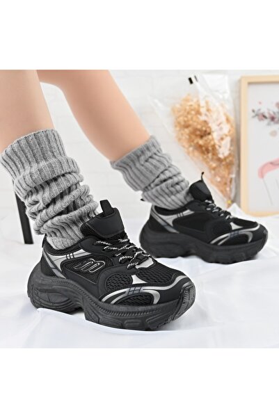 Tmall Pantofi sport pentru femei, cu inserții de plasă, D1391, negri