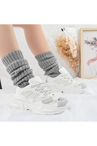 Tmall Pantofi sport pentru femei, cu inserții de plasă, D1394, albi