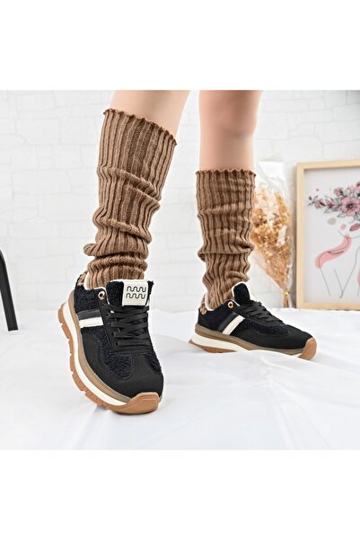 Tmall Pantofi sport pentru femei, cu interior din blană, TM1D1444, negri