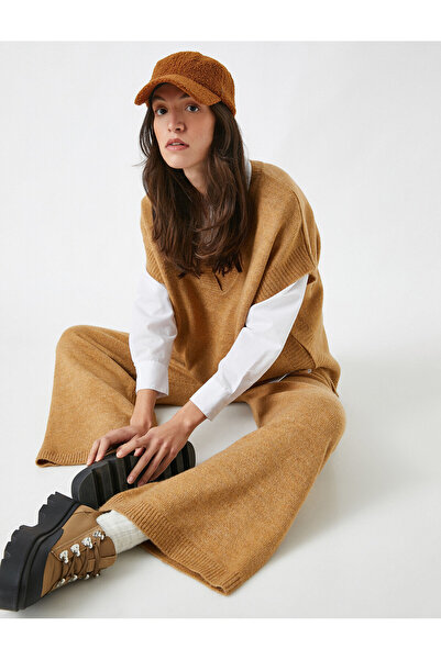 Koton Άνετο κομμένο ελαστικό παντελόνι μέσης