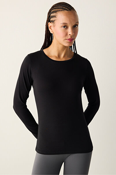 Penti Bavlněný černý základní top s dlouhým rukávem