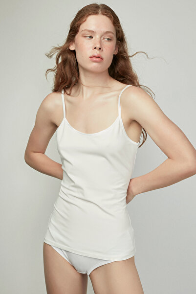 Penti Weißes Baumwoll-Tanktop mit dünnen Trägern