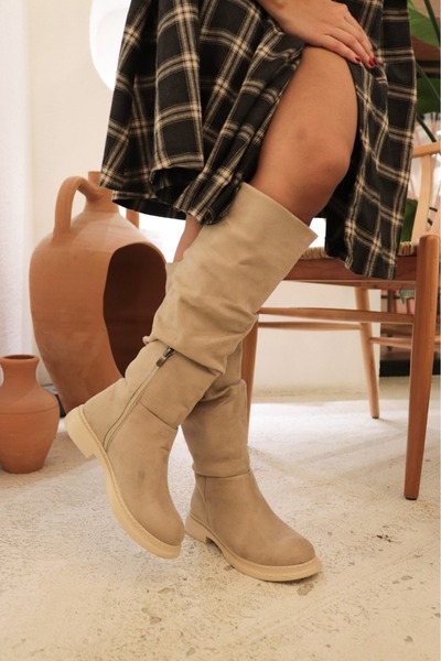 CICIKIZ Buckled, Gusseted Zippered Boots with Sole Stitching