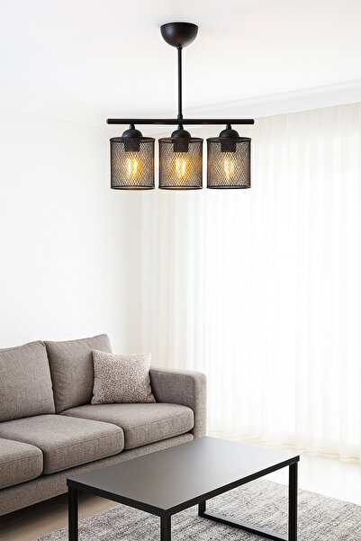 Uçar Rustik Avize Kafesli 3'lü Sıralı