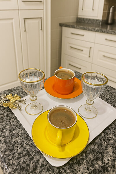 VENON 🦋   2 Pieces with Butterflies 🦋   White 🦋   Scratch-Resistant & Does Not Leave Fingerprints 🦋   Coffee Presentation Tray Tea Coffee Serving