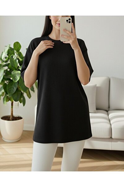 Modamorfo T-Shirt Crew Neck Twill Slit - Μαύρο