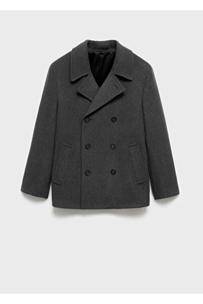 MANGO Man Düğmeli kruvaze yün palto