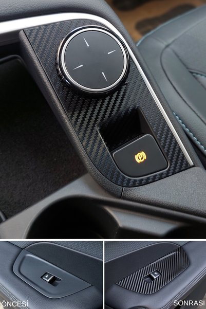 GRAFİCAR TOGG T10F SEDAN Uyumlu İç Trim Folyo Kaplama Set - Mat Karbon Siyah