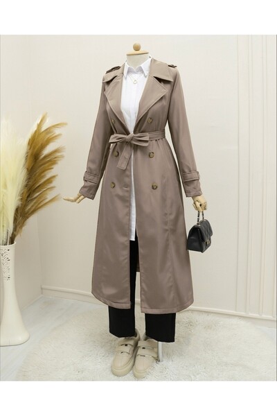 Modamorfo Podšitý páskovaný trenčkot - Norkový