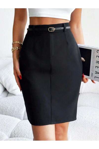 Basko fashion Γυναικεία φούστα μέχρι το γόνατο με λεπτομέρεια με ζώνη