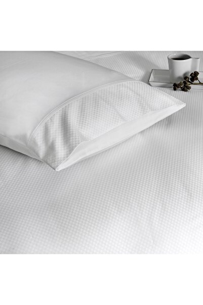 Linens White Double Duvet Cover Case - White Collection, Cotton Jacquard Satin