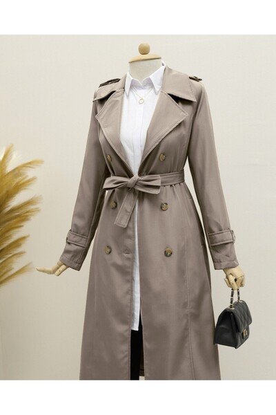 Modamorfo Podšitý páskovaný trenčkot - Norkový