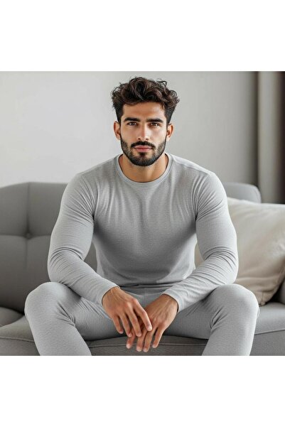 Roft & Pink Men's 100% Cotton Gray Underwear Set Made in Turkey