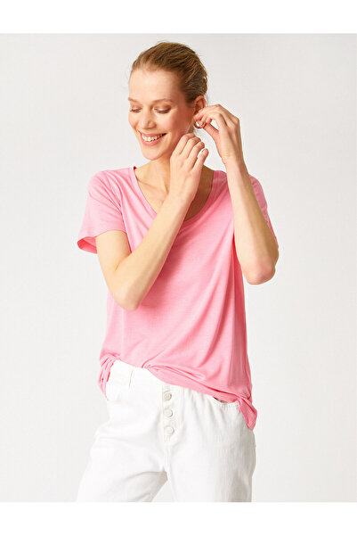 Koton Tricou de bază cu mânecă scurtă cu decolteu