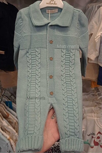 Mamman's Knitted Winter Baby Romper, Baby Collar, Thick Knitted Unisex Buttoned Romper for Girls and Boys