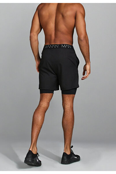 Man Of Man Siyah Unisex Gym Ve Fitness Fitness Astarlı Taytlı Şort