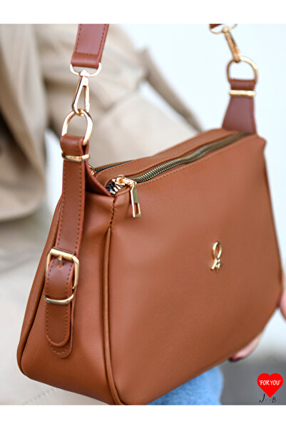 JARA Bag Sofi̇a 3-Compartment Soft Leather Double Strap Baguette and Shoulder Bag