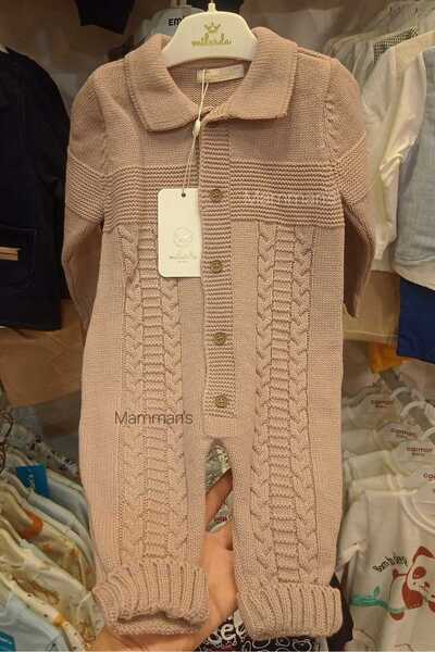 Mamman's Knitted Winter Baby Romper, Baby Collar, Thick Knitted Unisex Buttoned Romper for Girls and Boys