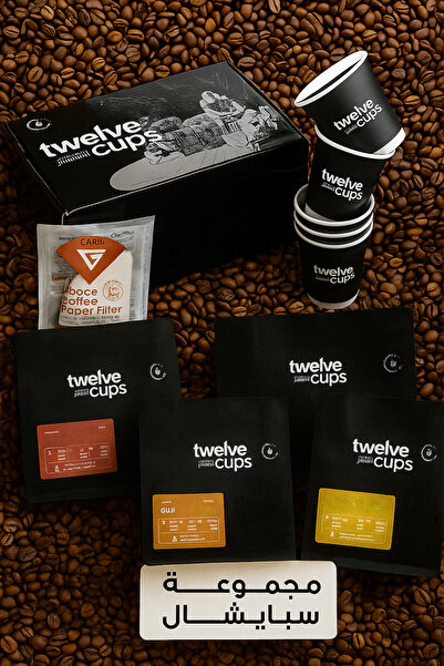 12Cups Specialty Coffee Bean 4×250g Package v60 Coffee, Whole Beans ,stickers and cafec filters as gift
