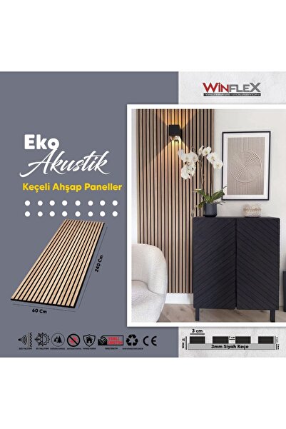 WİNFLEX EKO KEÇELİ AKUSTİK AHŞAP PANEL SAVANA MEŞE – 50X240CM