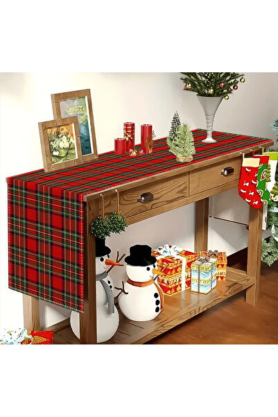 ÖrgüYastik New Year's Eve - New Year Themed Plaid Runner (40X150)