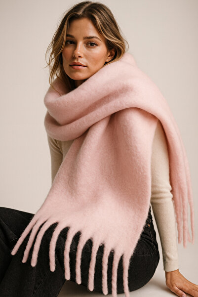 Luminos Butik Γυναικείο Φουλάρι-Σάλι με Φούντες Πούδρας Εισαγωγής SAL1295