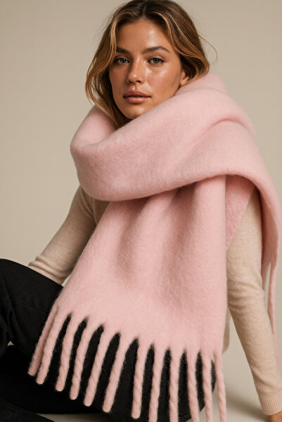 Luminos Butik Γυναικείο Φουλάρι-Σάλι με Φούντες Πούδρας Εισαγωγής SAL1295