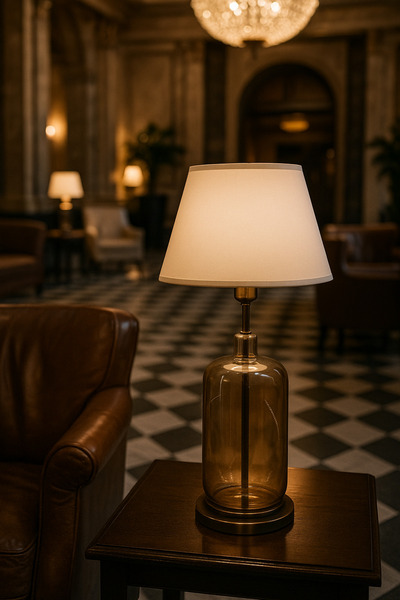 Lampada Elenore Eskitme Kaplama Bal Cam Abajur - Krem