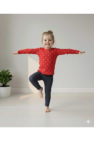 Leydukids kız çocuk puantiyeli uzun kollu tişört