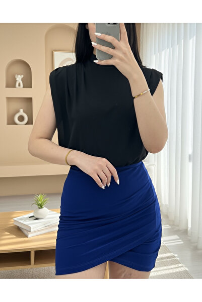 Modamorfo Zero Sleeve Padded Sandy Blouse -Black