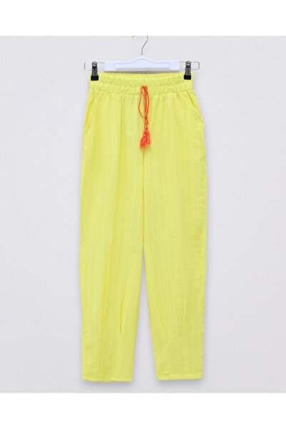 Modamorfo Trousers with dart stitched hem and lace detail