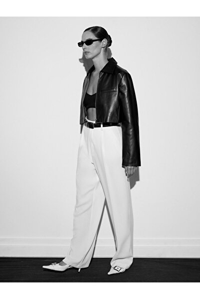 Dilvin 7954 Високі штани-палаццо з плісированою талією - Екрю