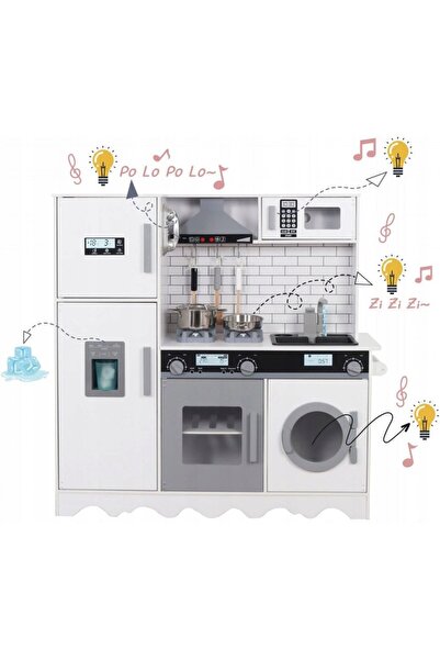 LikeSmart Bucatarie din lemn pentru copii ToP Kitchen XXL, 97 cm, Chiuveta Functionala, Lumini si Sunete