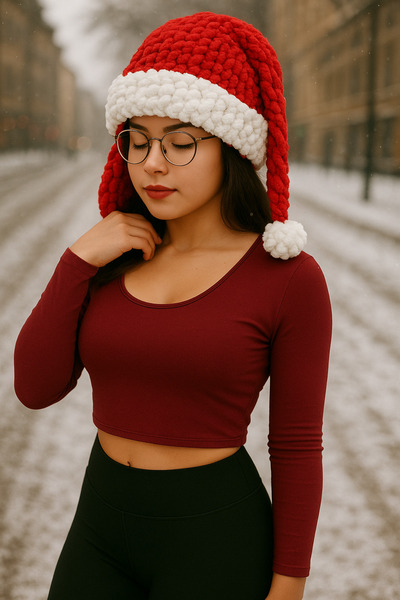 Moda Biçer Christmas Noel Hat Hand Knitted