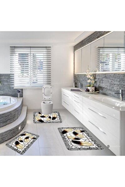 SokShop Set of 3 non-slip bathroom mats, gray, sizes 60x90 / 60x45 / 60 x 45