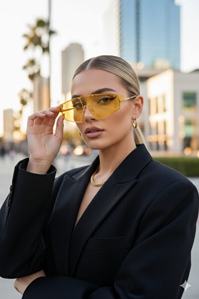 Kapin Reflected Mavi Işık Filtreli Metal Güneş Gözlüğü - Sarı