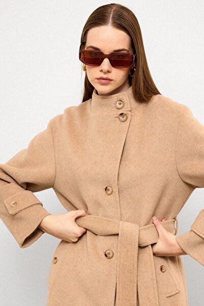 Olcay Stand Collar Oversize Long Coat A.Kamel 3124