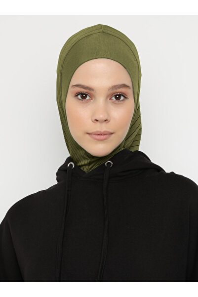 Ecardin Ριγέ Αθλητικό Hijab Bone Turban -ST296 KHAKI