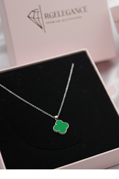 RGELEGANCE Premium Accessories “925 Ayar Gümüş Premium Kadın Yonca Şans Kolye...