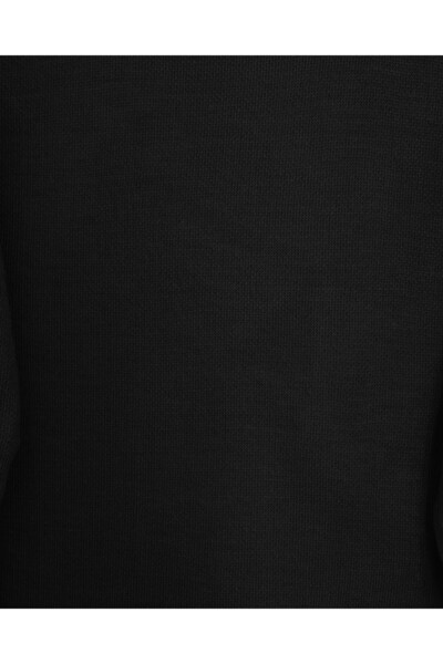 Modamorfo Half-High Neck Knitwear Set with Cross-Button Collar - Black