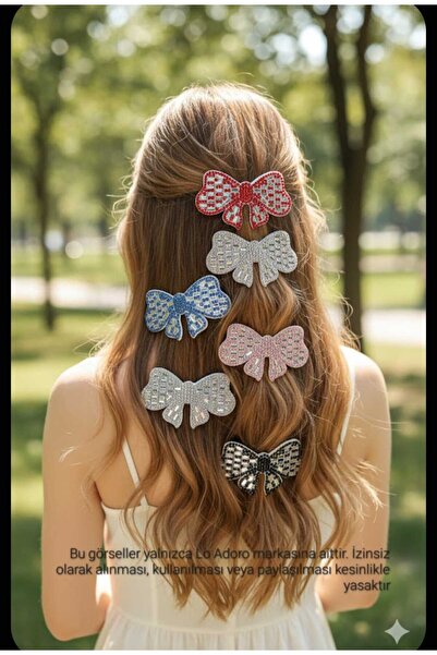 LO ADORO 12 Pieces of Stone Bow Leaf Hairpins with Snap Fasteners
